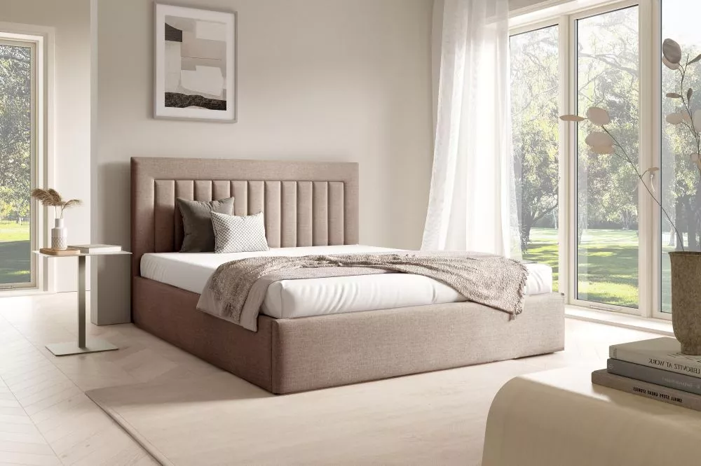 Gulta Best 1 standard ar stelāžu Guļamvietas platums: 140 cm, Guļamvietas garums: 200 cm, stelāžas tips: koka, · Bēšs · 