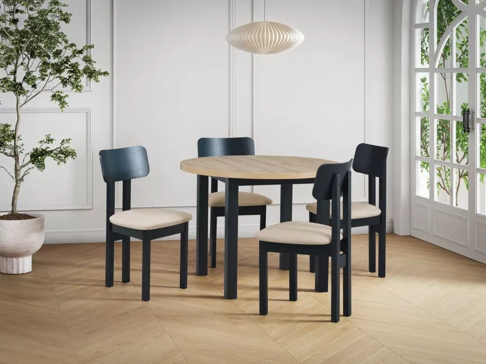 Komplekts Poli 4, Divo 2 Personu skaits: 4, Korpusa krāsa: melns, Elementu krāsa: ozols artisan, · 100 cm
