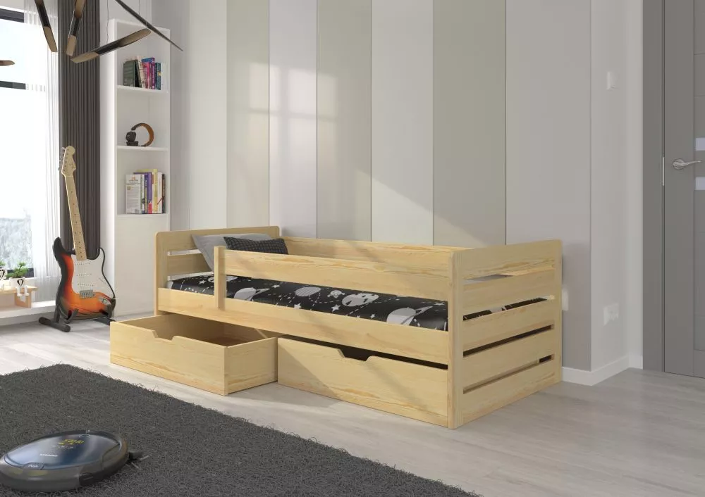 Bērnu gulta Bella 80x180 ar stelāžu Guļamvietas platums: 80 cm, Guļamvietas garums: 180 cm, · Priede · 87 × 185 × 63 cm