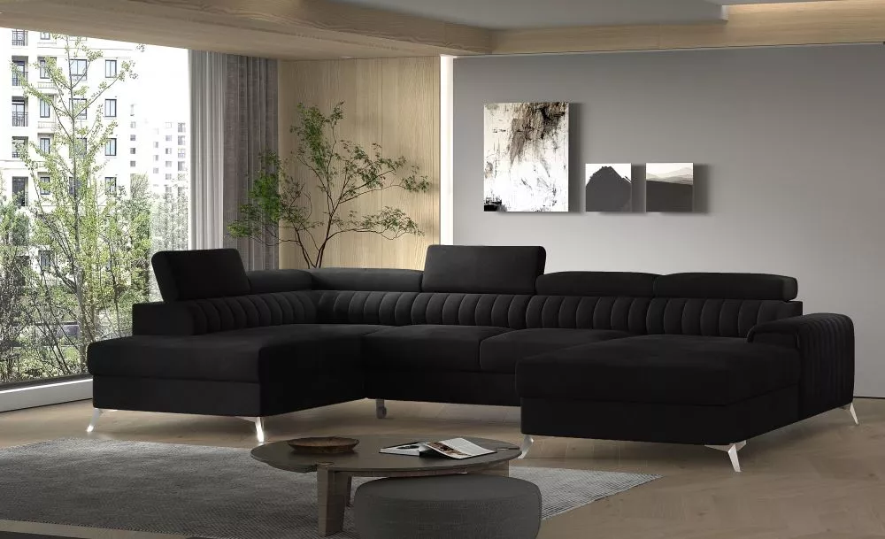 Dīvāns Lacante Premium standard · Melns · 202 × 347 × 74 cm