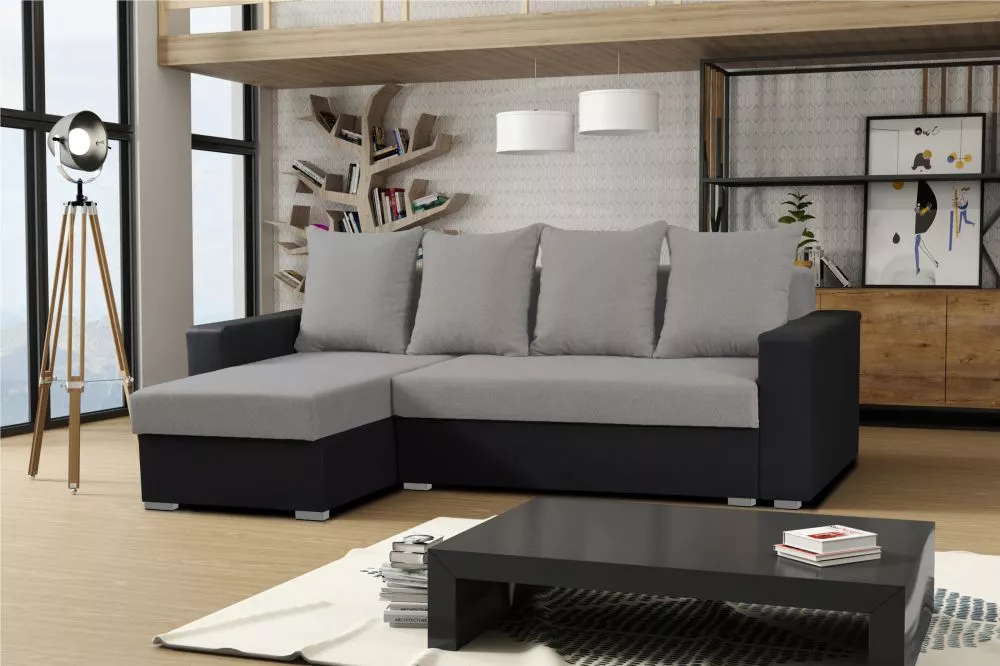 Dīvāns Vegas Comfort standard · Pelēks + melns · 150 × 238 × 73 cm