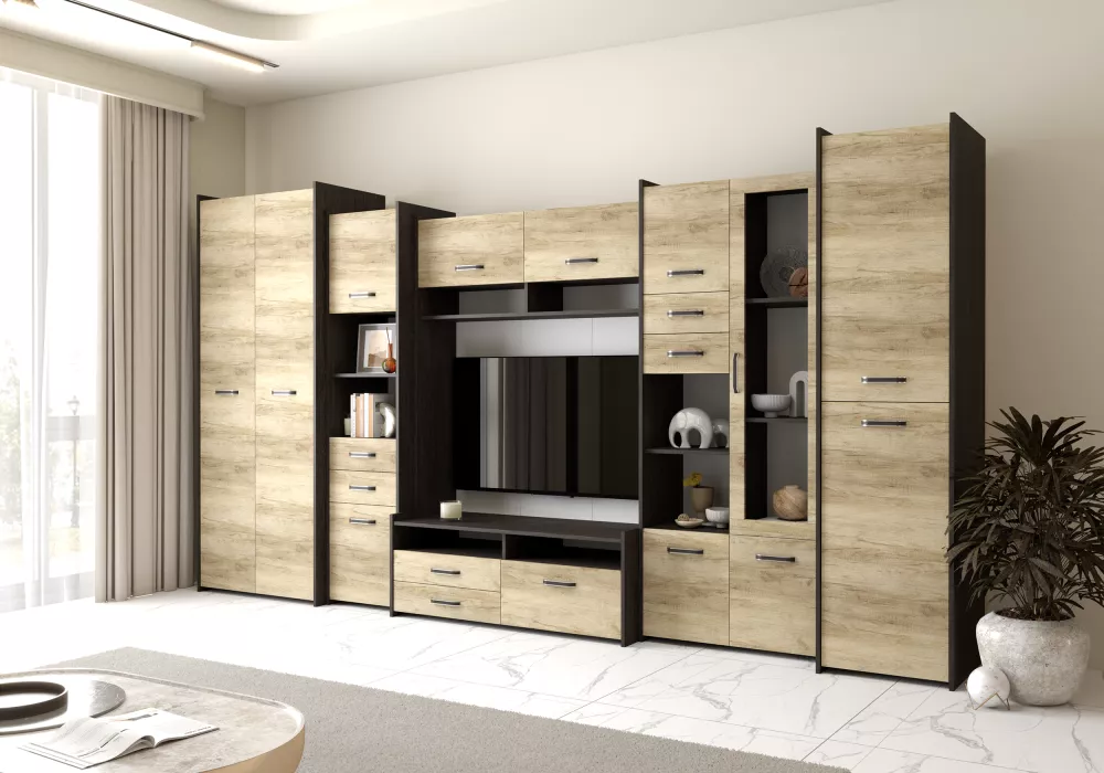 Sekcija Mokka 2 Modern Korpusa krāsa: tumšais ozols, · 360 × 53 × 200 cm