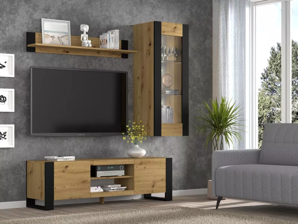 Sekcija Mondi A ar LED Korpusa krāsa: ozols artisan, · 183 × 40 × 190 cm