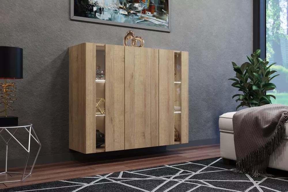 Kumode Olena ar LED · Zelta ozols · 111 × 35 × 91 cm