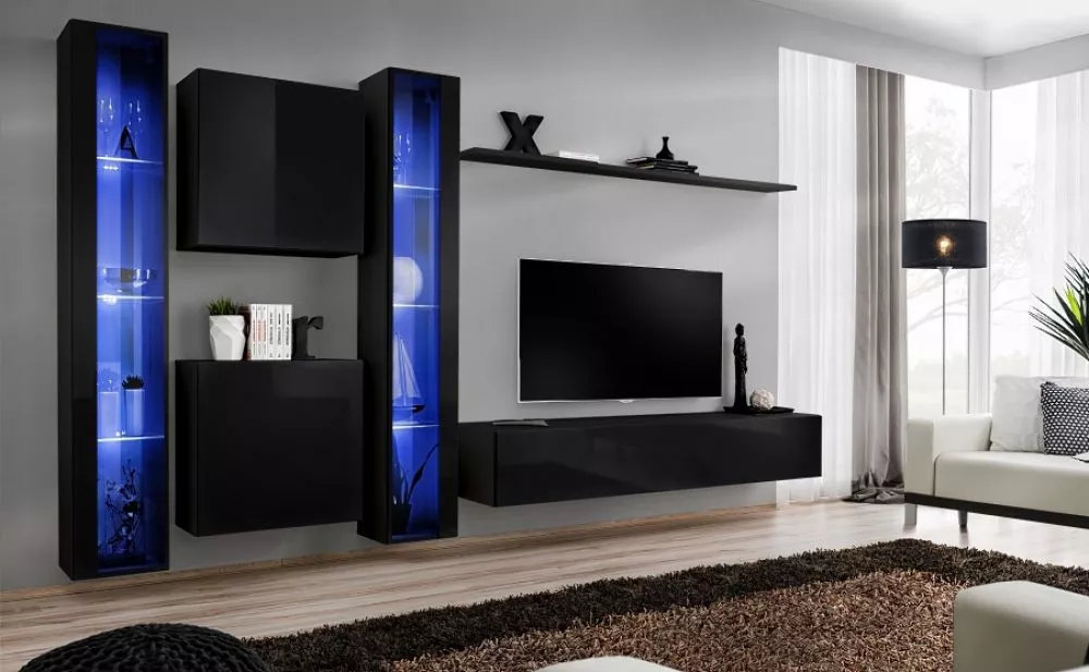 Sekcija Switch 16 · Melna · 330 × 40 × 180 cm