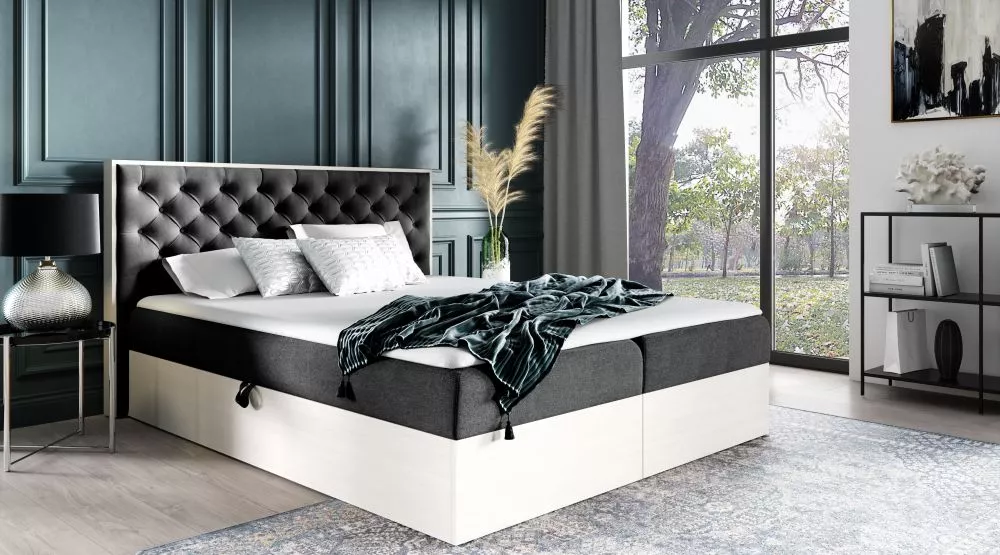 Gulta Wood-3 160x200 Boxspring Standard Guļamvietas platums: 160 cm, Korpusa krāsa: ziemeļu tīkkoks, Guļamvietas garums: