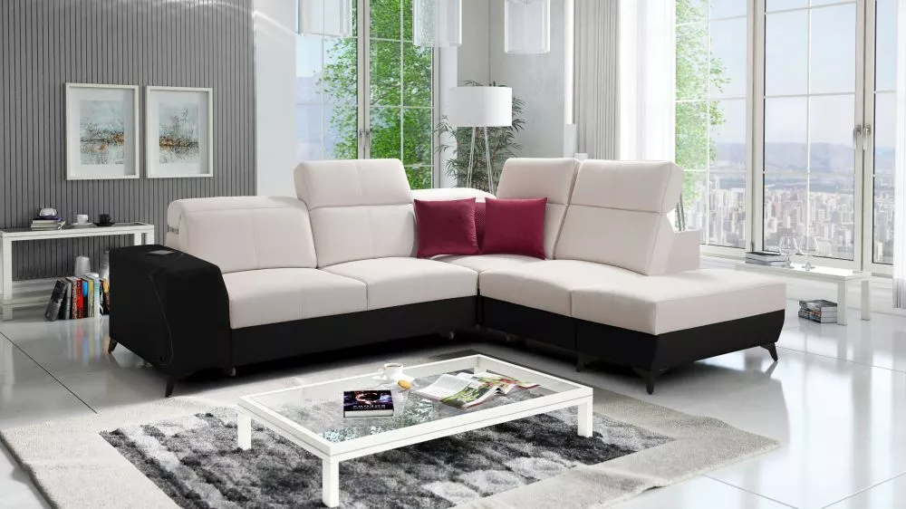 Dīvāns Belutti 7 Mix Standard · Krēma + melns · 236 × 288 × 84 cm
