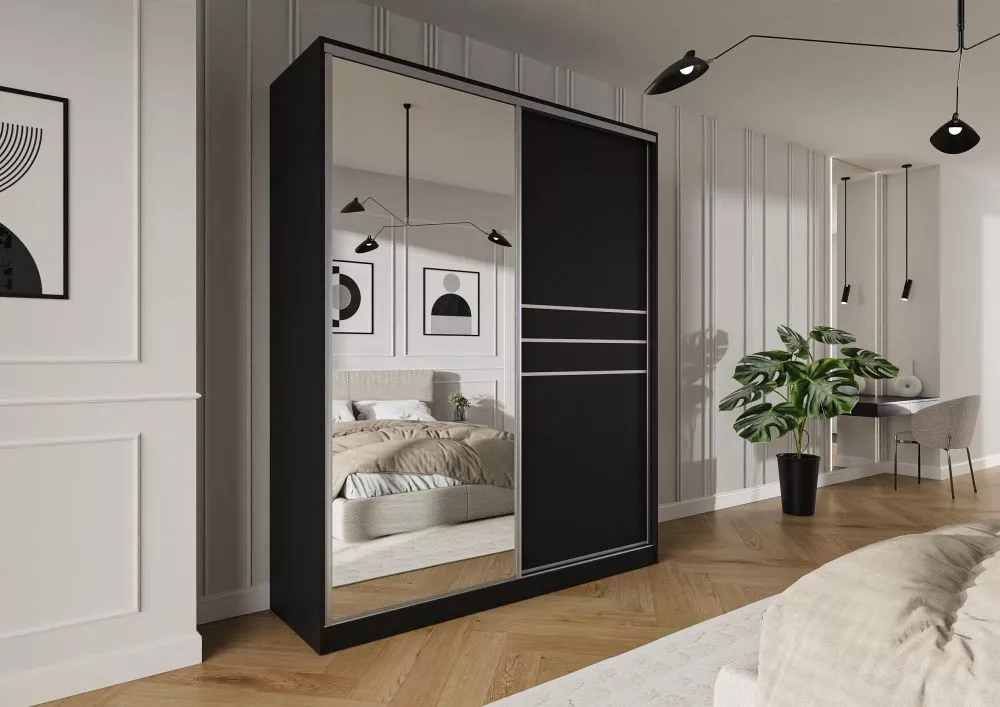 Skapis Trend 9 · Melns · 200 × 60 × 245 cm