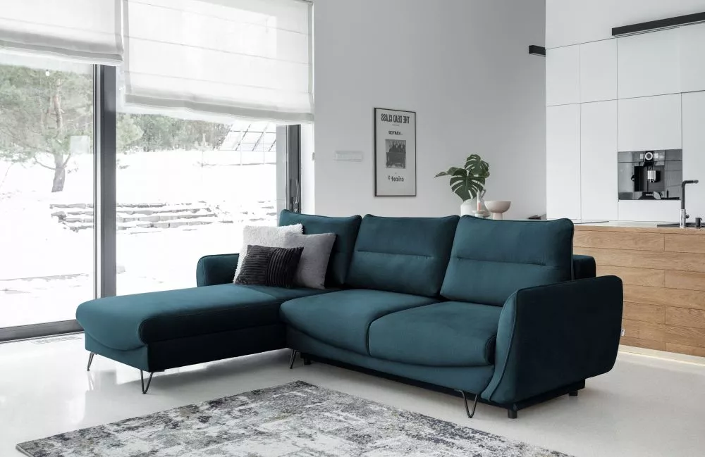 Dīvāns Silva Corner Premium Standard · Zils · 201 × 276 × 100 cm