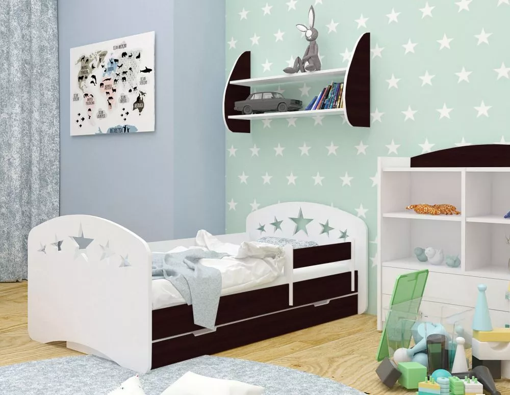 Bērnu gulta Happy Design Gwiazdki L06 180x90 ar stelāžu Guļamvietas platums: 90 cm, Guļamvietas garums: 180 cm, · 102 × 
