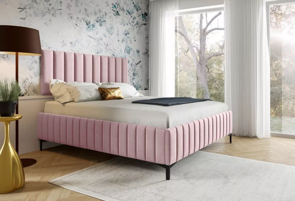 Gulta PK26 Basic ar stelāžu Guļamvietas platums: 120 cm, Guļamvietas garums: 200 cm, stelāžas tips: koka, · Rozā · 130 ×
