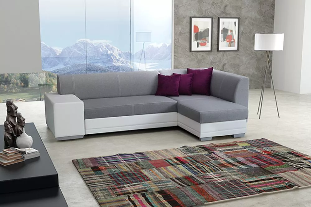Dīvāns Vera Standard · Gaiši pelēks + balts · 160 × 265 × 73 cm