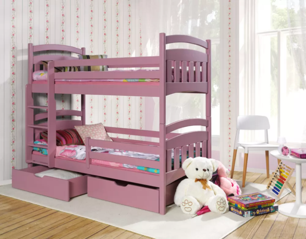 Bērnu gulta Jakub 2 80x180 ar stelāžām Kāpņu puse: Pa labi, Guļamvietas platums: 80 cm, Guļamvietas garums: 180 cm, · Ga