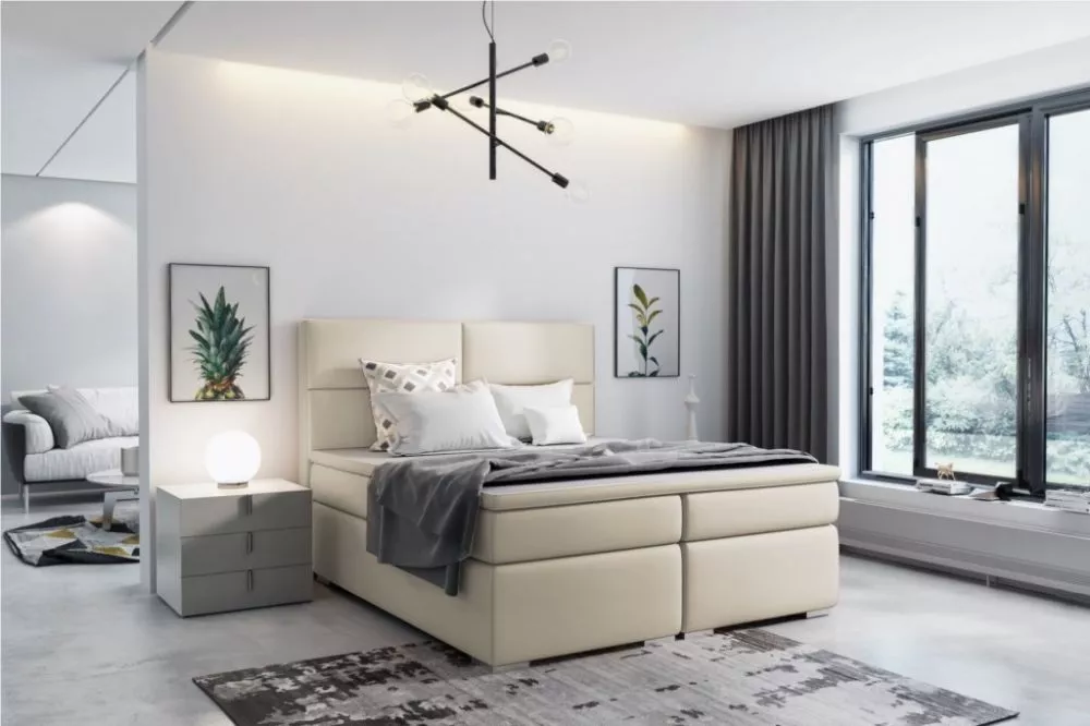 Gulta Vivaldi Boxspring Standard Guļamvietas platums: 160 cm, Guļamvietas garums: 200 cm, · Krēma · 170 × 206 × 120 cm