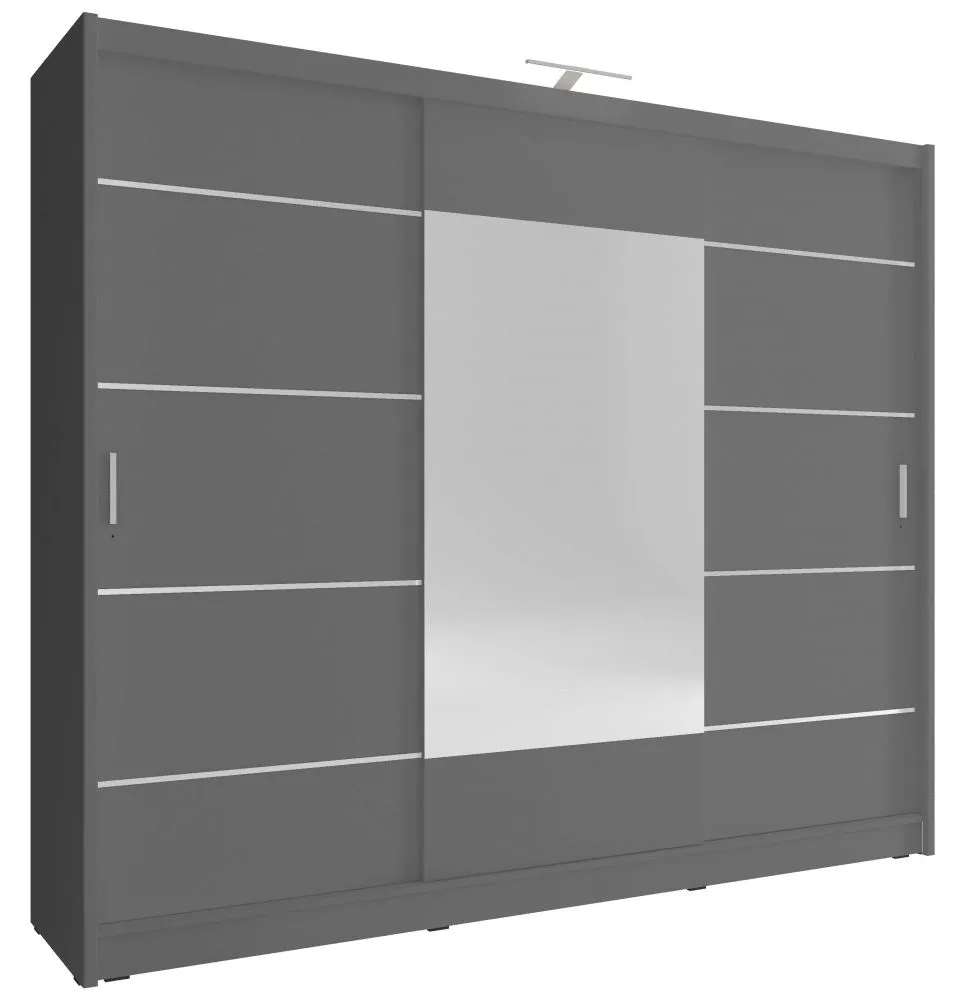 Skapis Wiki 250 Alu ar LED · Grafīts · 250 × 62 × 214 cm