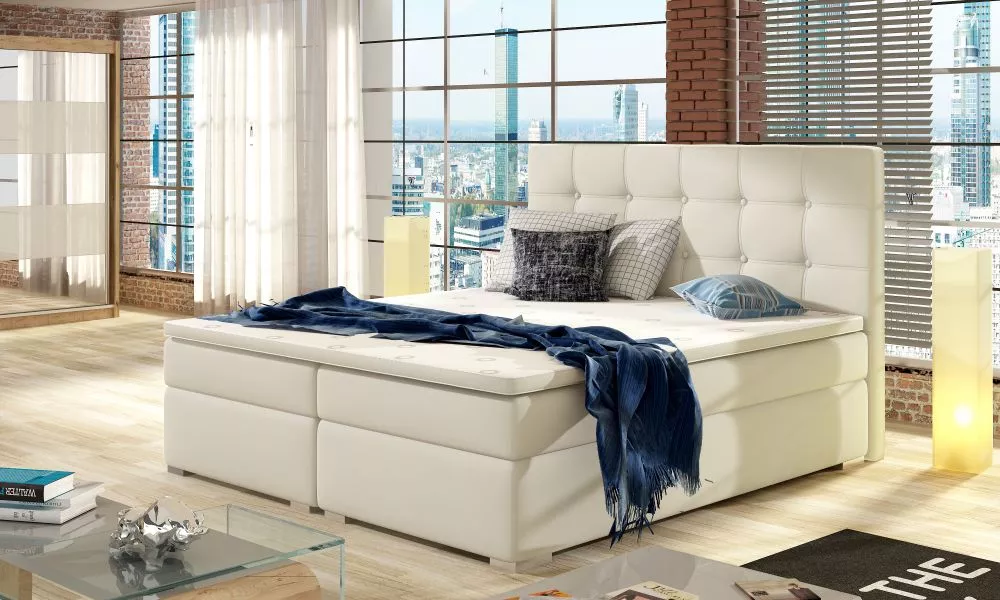 Gulta Inez Boxspring standard Guļamvietas platums: 140 cm, Guļamvietas garums: 200 cm, · Krēma · 143 × 205 × 126 cm