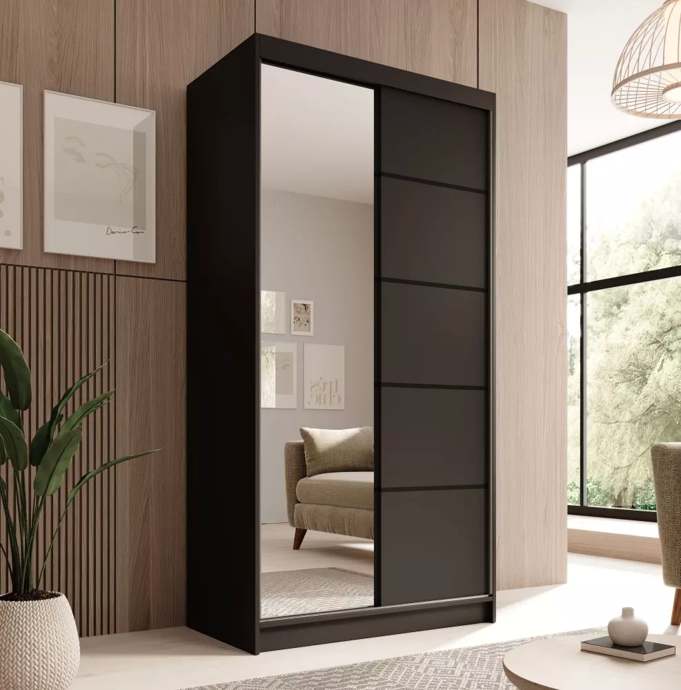 Skapis Laurencja 100 · Melns · 100 × 58 × 200 cm