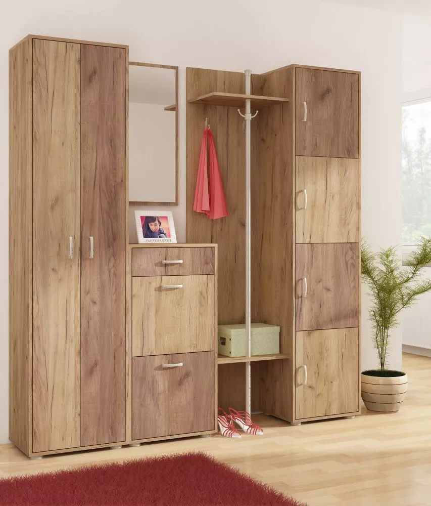 Komplekts Przedpokoj 5 · Zelts ozols + Tobaco ozols · 200 × 29 × 200 cm
