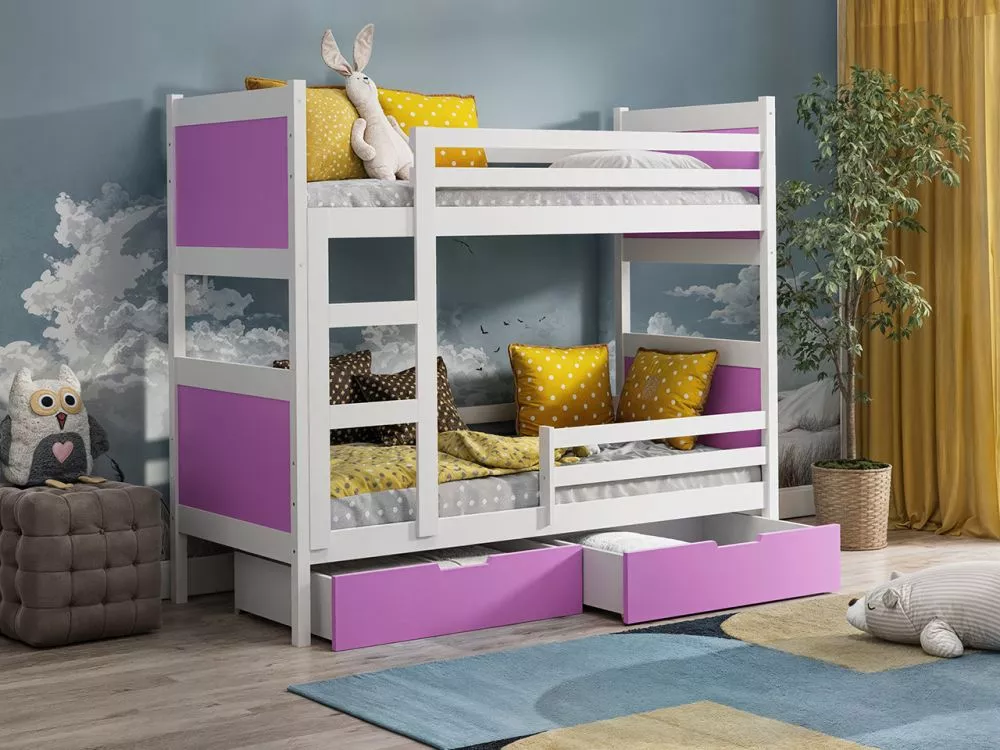 Bērnu gulta Leon 2 ar stelāžām Guļamvietas platums: 80 cm, Guļamvietas garums: 160 cm, · 85 × 168 × 150 cm