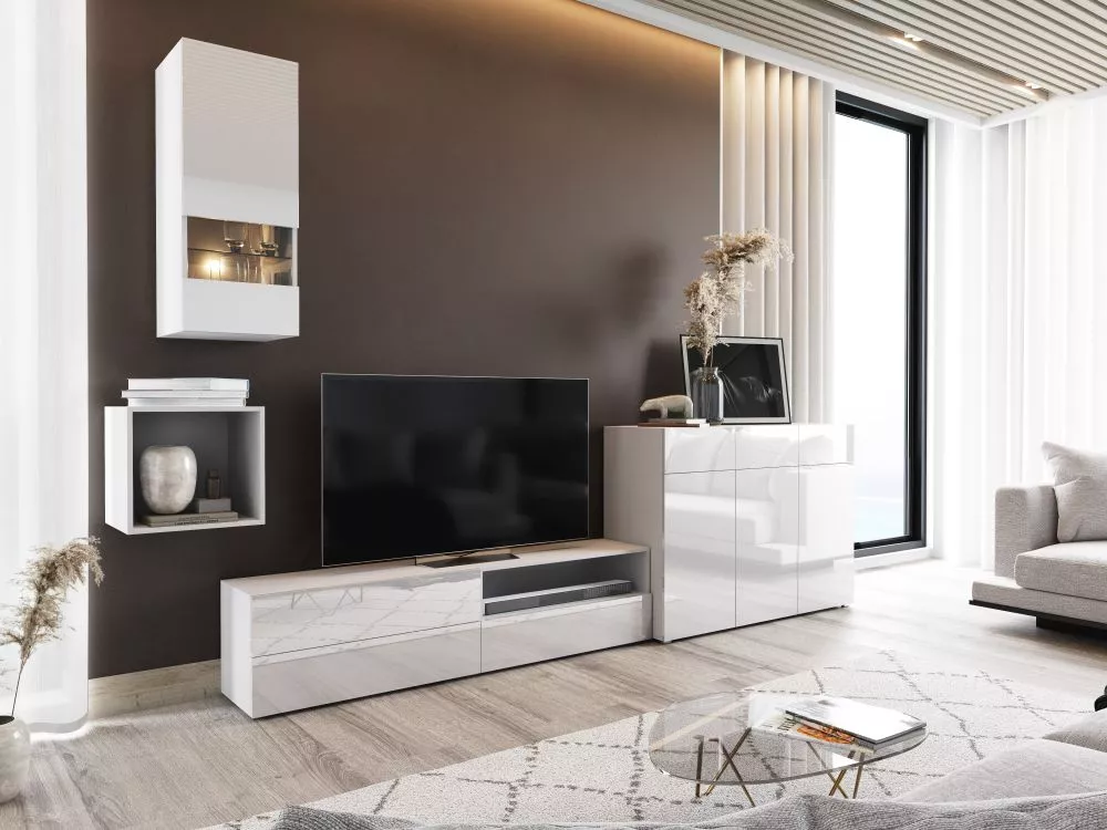 Sekcija Box 51 ar LED · Balts · 350 × 38 cm