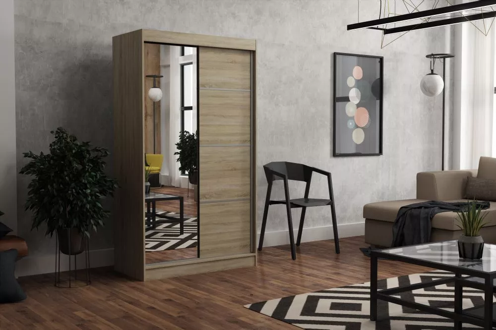 Skapis Tom Mirror · Sonoma · 120 × 60 × 215 cm