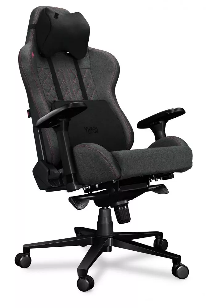 Datorkrēsls Yumisu 2050 Korpusa krāsa: pelēks, Elementu krāsa: rozā, Sēdvietas platums: 39 cm, · 70 × 70 × 133 cm