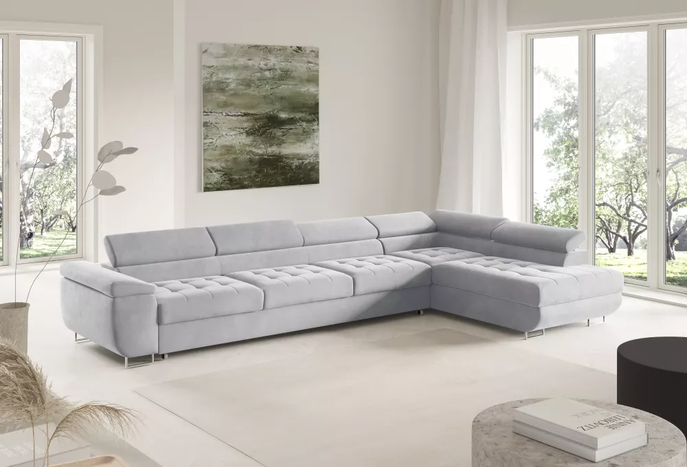 Dīvāns Corner 155 XL standard · Gaiši pelēks · 200 × 331 × 90 cm