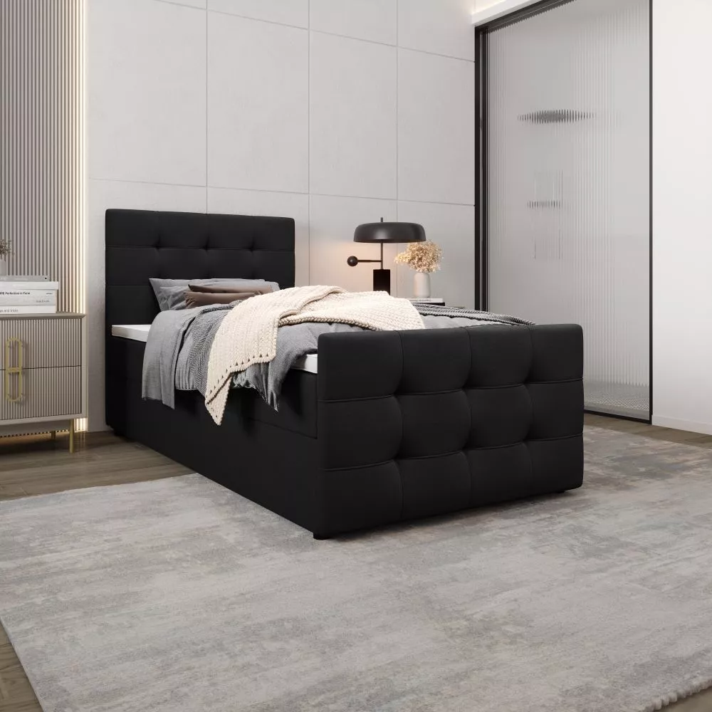 Gulta Milano 2 P Boxspring Standard Guļamvietas platums: 120 cm, Guļamvietas garums: 200 cm, · Melns · 120 × 218 × 102 c