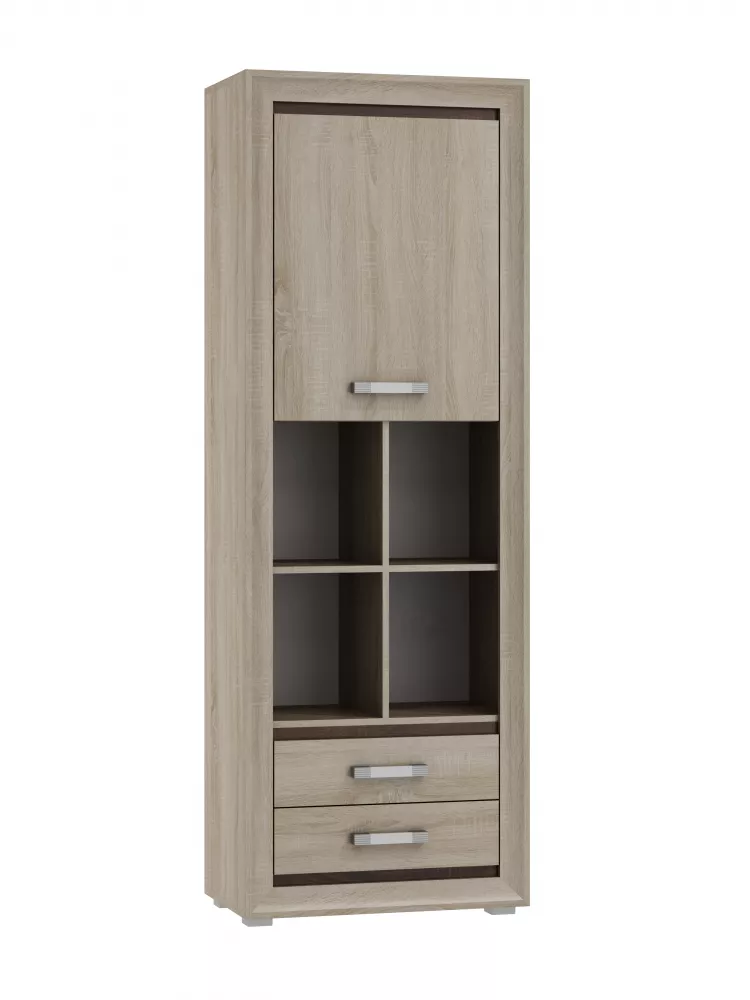 Grāmatu skapis Santori SA-R2 Korpusa krāsa: ozols sonoma, Elementu krāsa: šokolādes sonoma, · 70 × 40 × 200 cm
