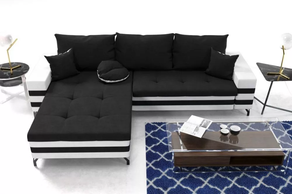 Dīvāns Moria Standard · Melns + balts · 142 × 257 × 76 cm