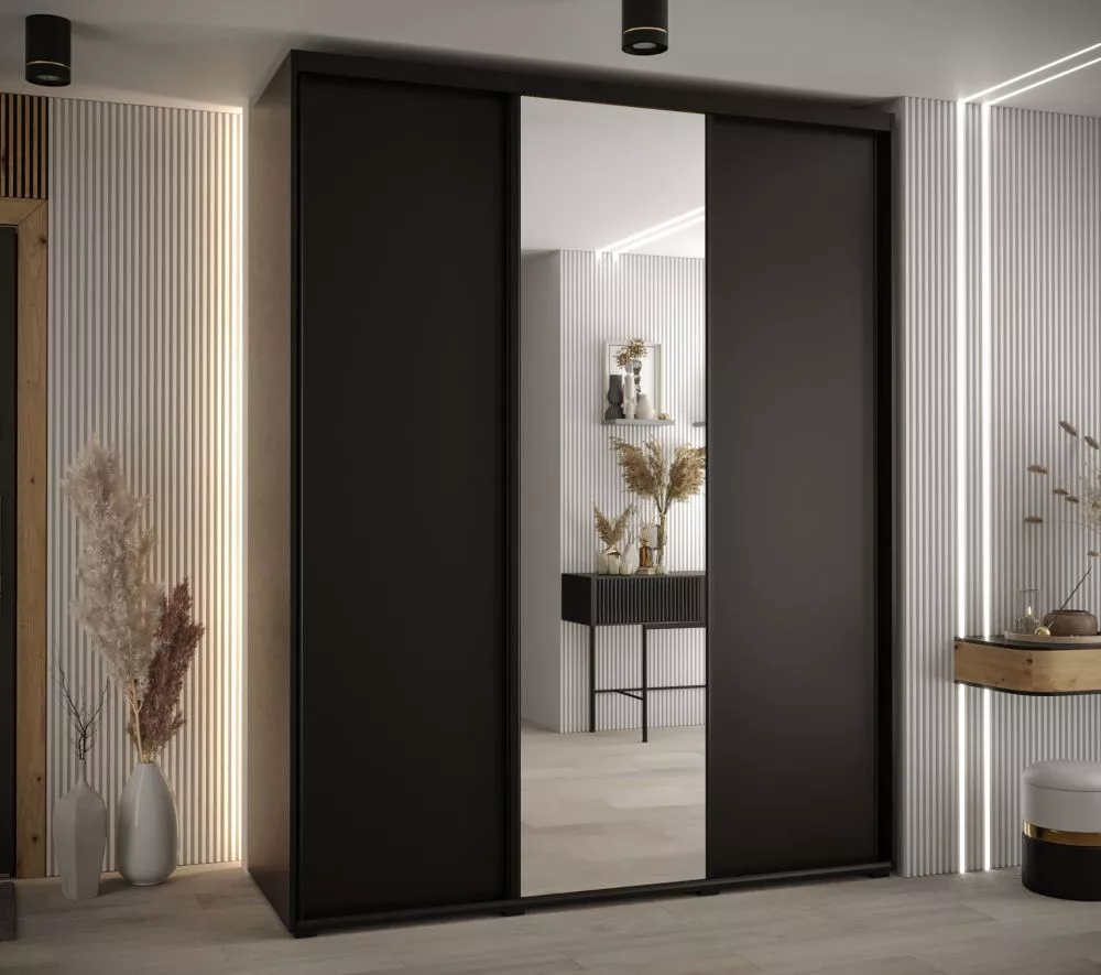 Skapis Cannes 3 · Melns · 200 × 60 × 205.2 cm