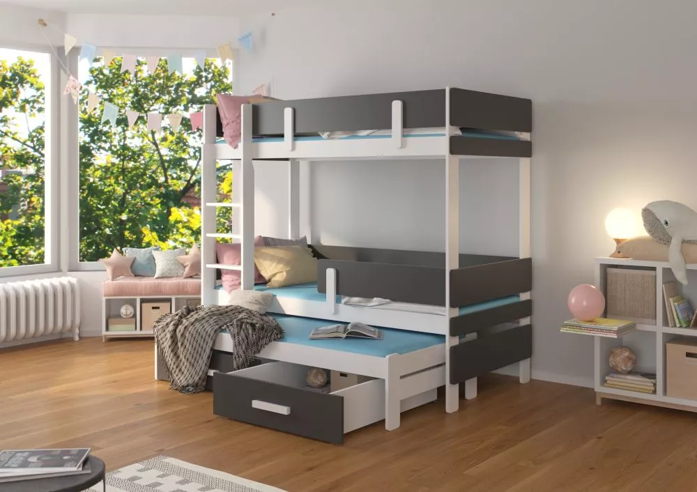 Bērnu gulta Etapo White ar stelāžam Guļamvietas platums: 80 cm, Guļamvietas garums: 180 cm, · 93 × 188 × 171 cm