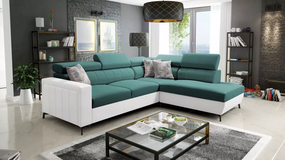 Dīvāns Baltico 3 Mini Standard · Tirkīzs + balts · 224 × 265 × 83 cm