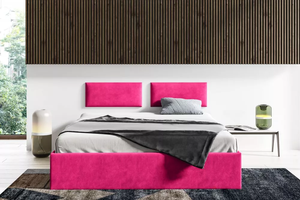 Gulta Lucy 1 ar stelāžu Guļamvietas platums: 90 cm, Guļamvietas garums: 200 cm, stelāžas tips: koka, · Tumši rozā · 98 ×