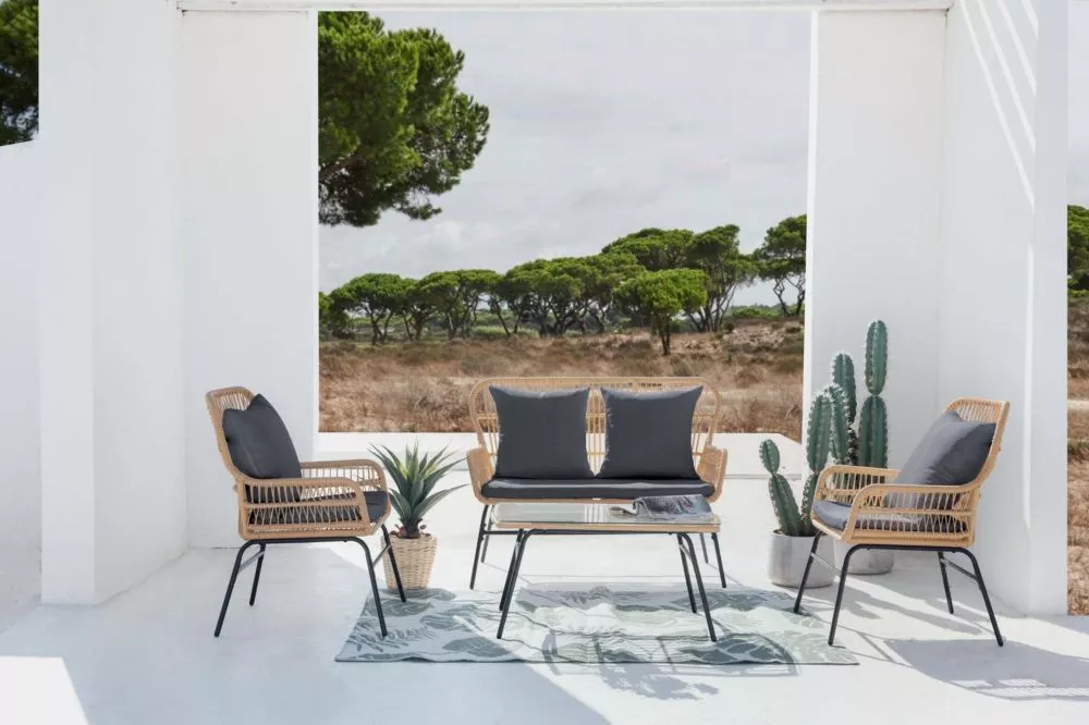 Terases mēbeles Werona Garden Korpusa krāsa: bēšs, Elementu krāsa: pelēks, · 115 × 70 × 71 cm