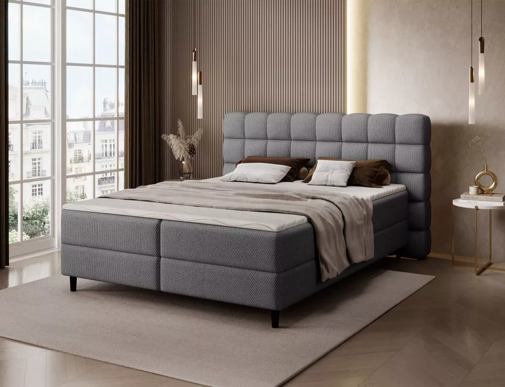 Gulta Camma Boxspring standard Guļamvietas platums: 160 cm, Guļamvietas garums: 200 cm, · Pelēks · 182 × 222 × 102 cm