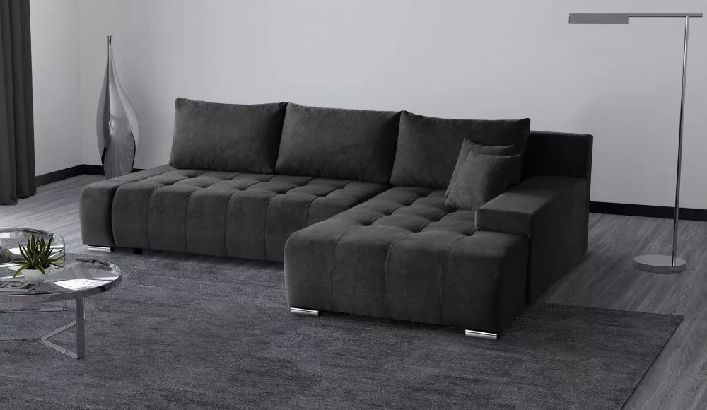 Dīvāns Draco L Standard · Melns · 185 × 265 × 85 cm