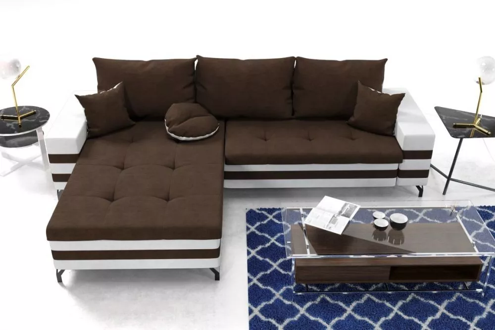 Dīvāns Moria Standard · Brūns + balts · 142 × 257 × 76 cm
