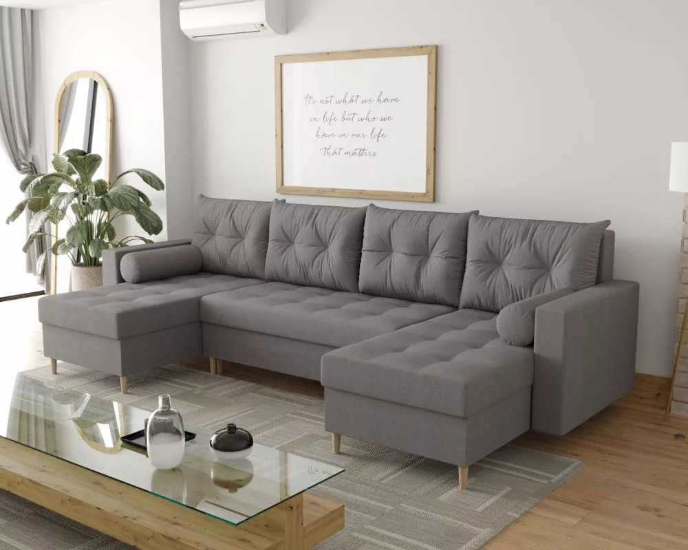 Dīvāns Skandi U standard · Pelēks · 145 × 300 × 88 cm