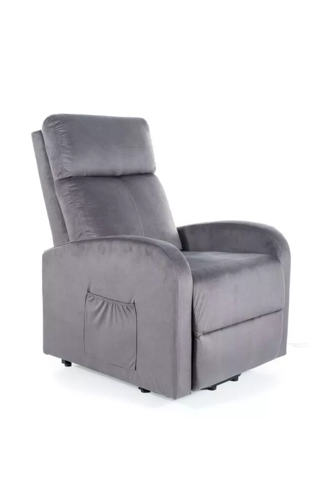 Mīksts krēsls Odys Velvet Sēdvietas dziļums: 50 cm, Maksimālais dziļums: 162 cm, · Pelēks · 76 × 93 × 103 cm