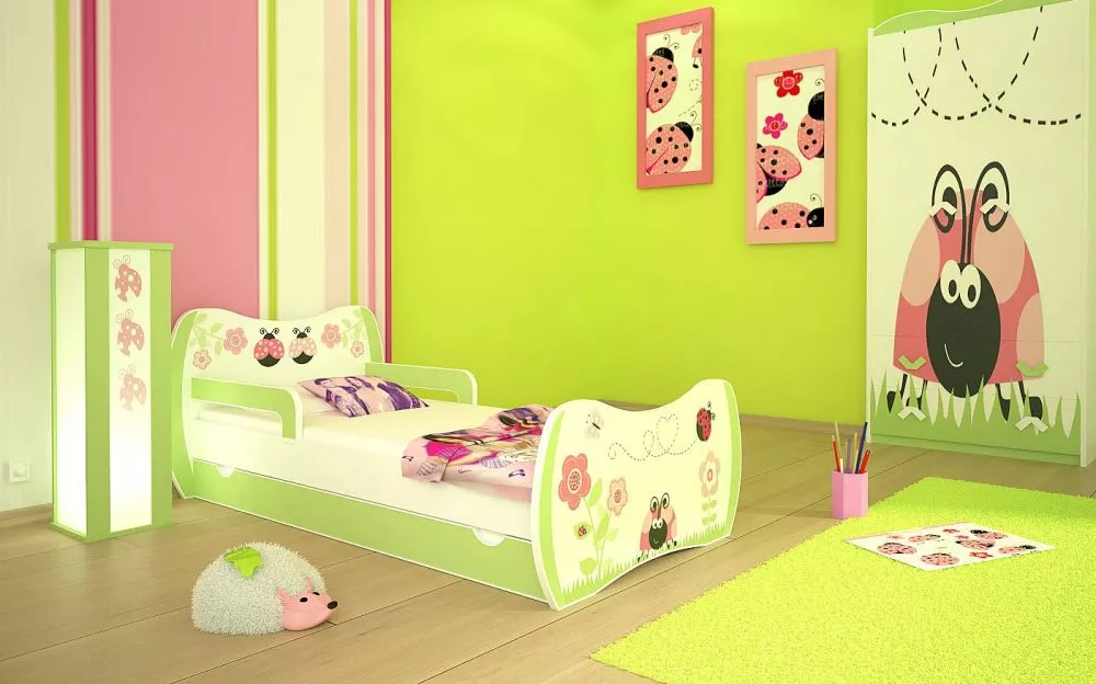 Bērnu gulta Dream L06 180x90 DM08 ar stelāžu Guļamvietas platums: 90 cm, Guļamvietas garums: 180 cm, · 114 × 184 × 71 cm