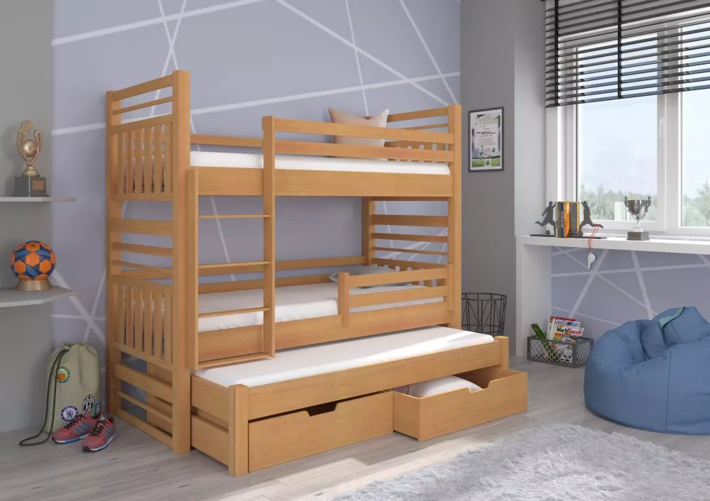 Bērnu gulta Hipolit ar stelāžām Kāpņu puse: Pa labi, Guļamvietas platums: 80 cm, Guļamvietas garums: 180 cm, · 87 × 190 