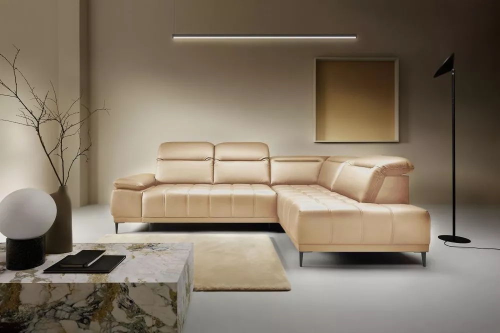 Dīvāns Focus L Leather Standard · Bēšs · 204 × 278 × 82 cm
