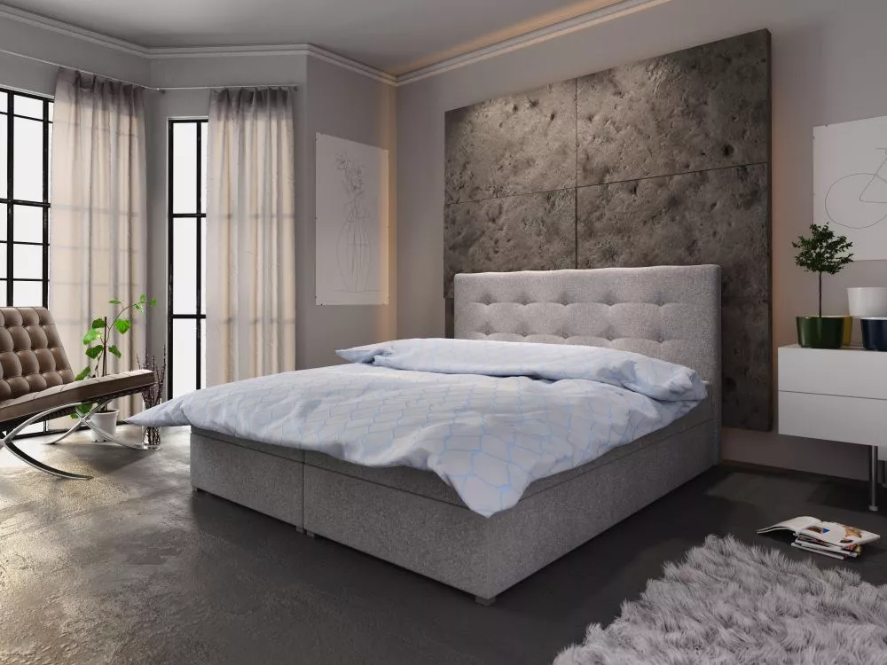Gulta Fado 1 Boxspring Standard Guļamvietas platums: 160 cm, Guļamvietas garums: 200 cm, · Pelēks · 165 × 208 × 106 cm