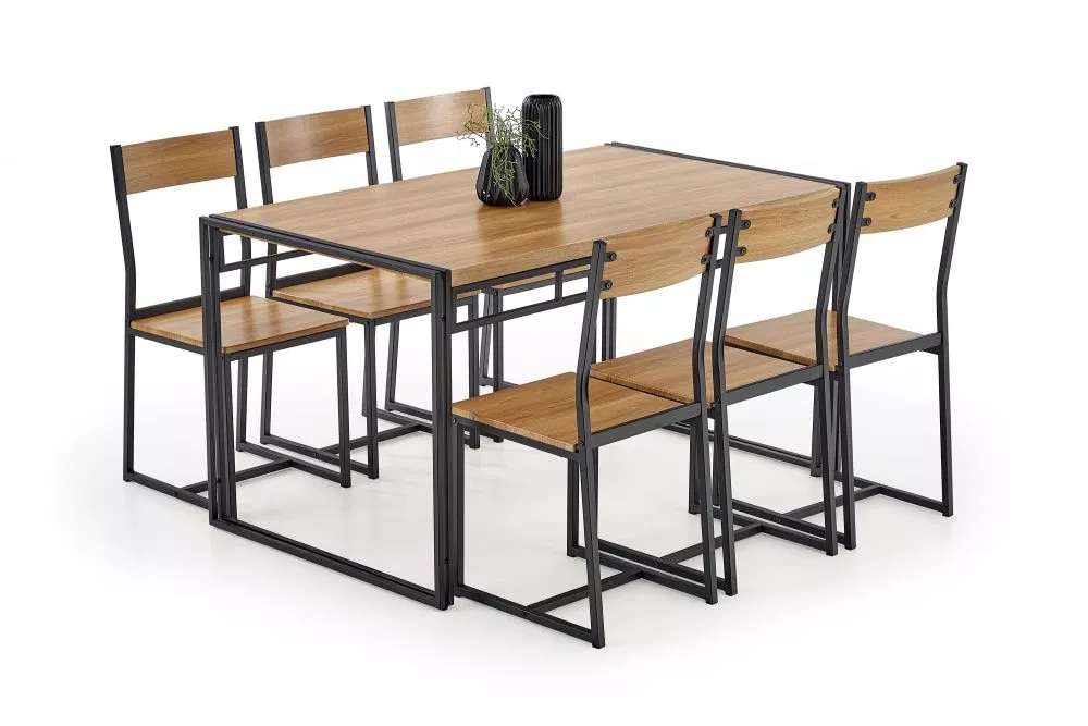 Komplekts Bolivar 6 + 1 Personu skaits: 6, Materiāls: tērauds + MDF, · Zelts ozols