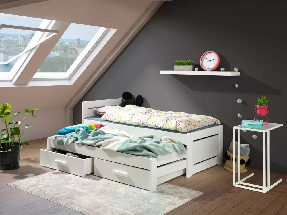 Bērnu gulta Tiesto ar stelāžām Guļamvietas platums: 80 cm, Guļamvietas garums: 180 cm, · 87 × 185 × 76 cm