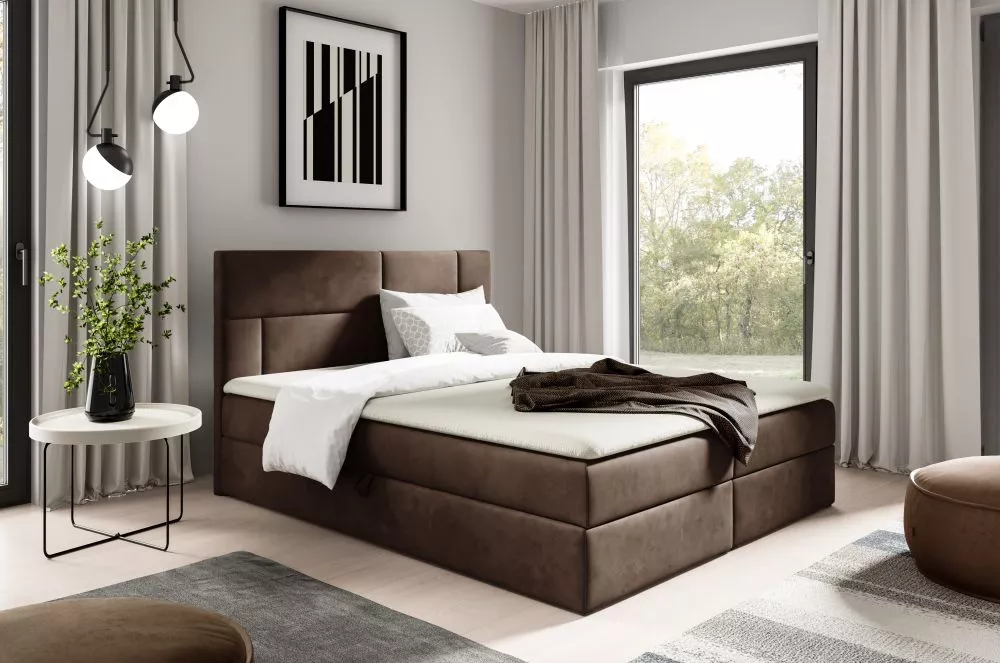 Gulta Orlando Boxspring Standard Guļamvietas platums: 120 cm, Guļamvietas garums: 200 cm, · Brūns · 124 × 208 × 103 cm