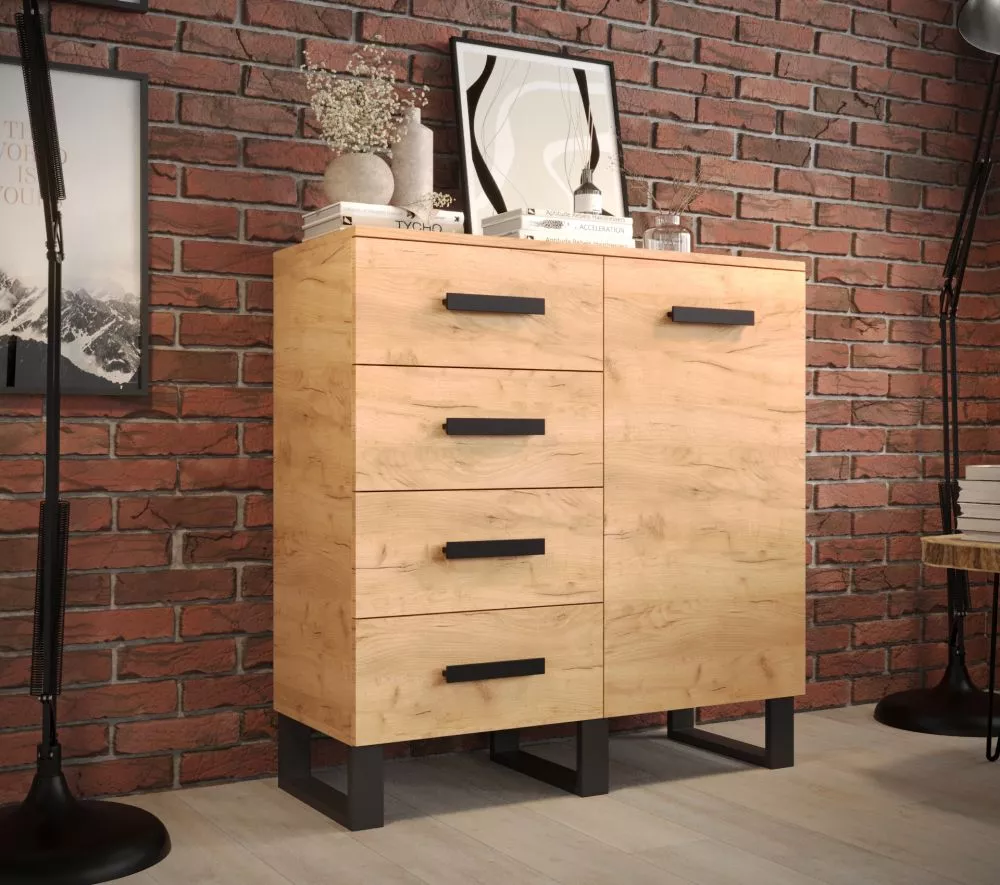 Kumode Loft K100 · Ozols craft zelts · 100 × 40 × 105 cm