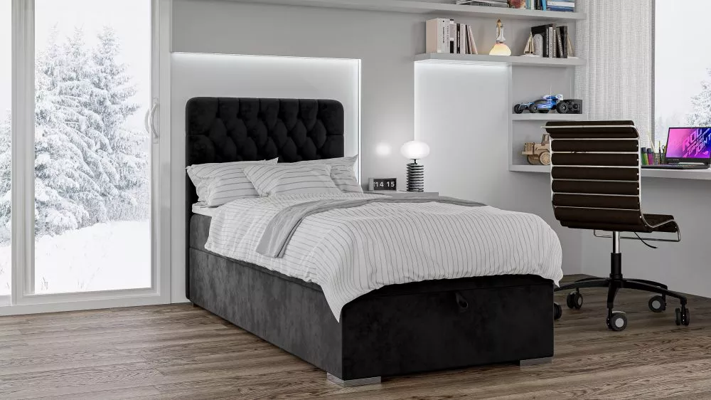 Gulta Dalia Boxspring Standard Guļamvietas platums: 90 cm, Guļamvietas garums: 200 cm, · Tumši pelēks · 90 × 207 × 125 c