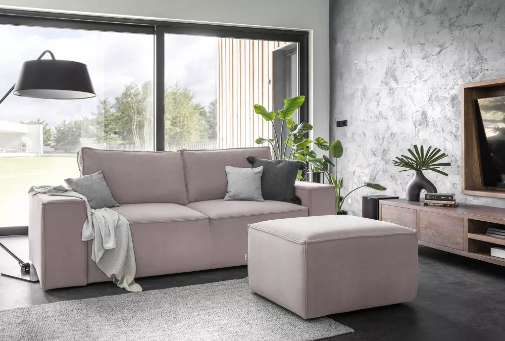 Dīvāns Silla 3S Lux Standard · Gaiši rozā · 104 × 260 × 96 cm